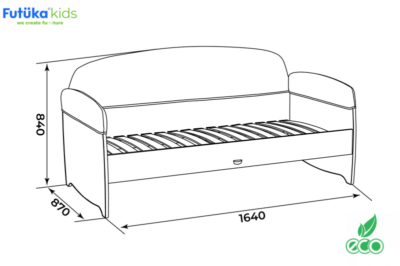Диван 160х80 Urban, С подсветкой, С ящиком + чехол на матрас