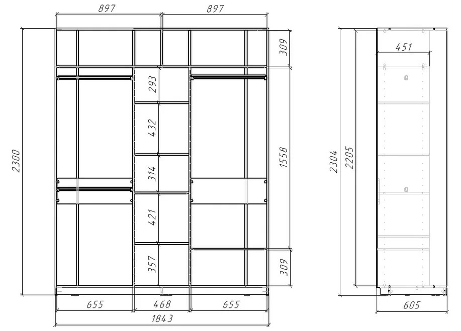 Шкаф-купе SLIM (СЛИМ) 184х60х230 DZD