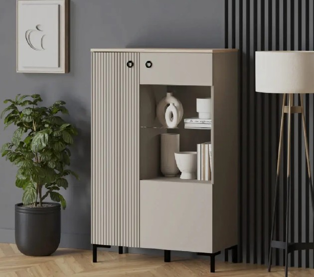 Шкаф двухдверный со стеклом Zima (Зима) 086*137*041