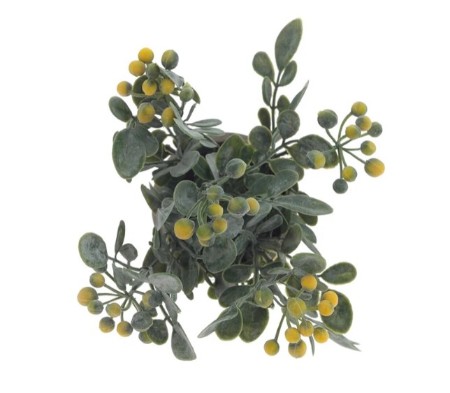 Цветок искусственный в бетонном горшке 18 см желтые ягоды 797780