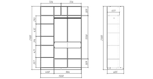 Шкаф-купе SLIM 150х60х230