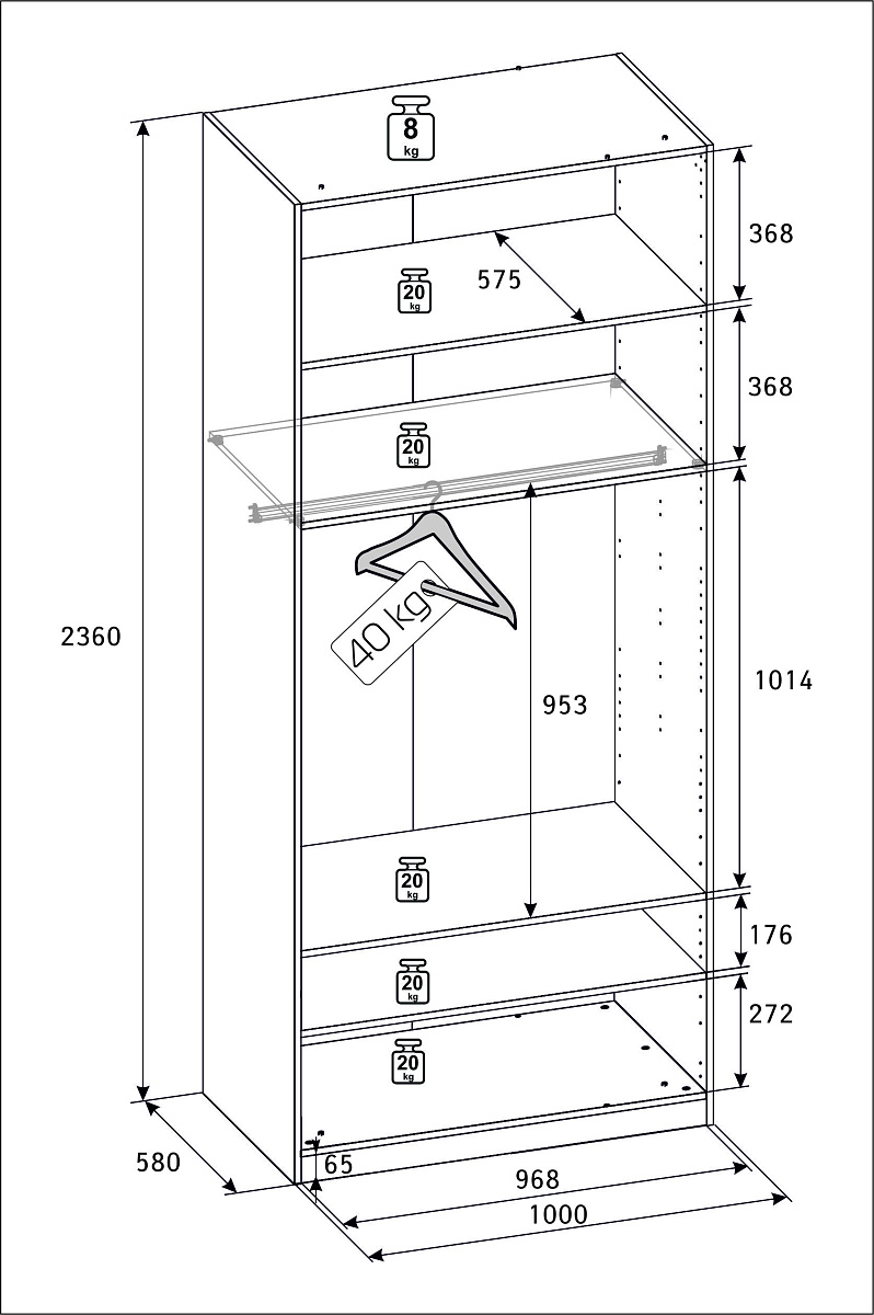 РУМ Корпус шкафа 100см