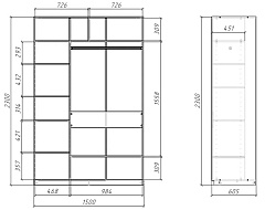 Шкаф-купе SLIM (СЛИМ) 150х60х230 2D
