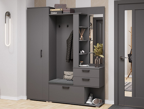 Эрика Набор мебели для прихожей Секция комбинированная с крючками и зеркалом Тип 2