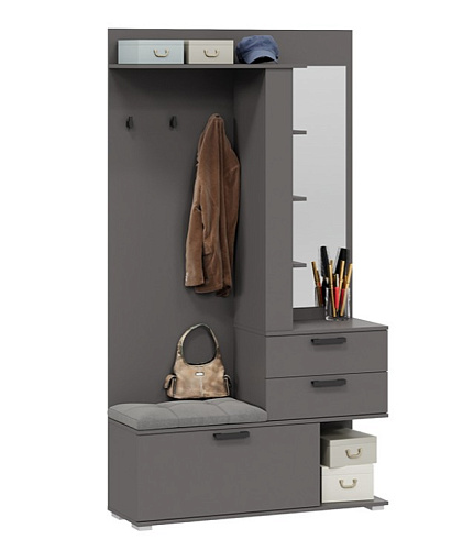 Эрика Набор мебели для прихожей Секция комбинированная с крючками и зеркалом Тип 2