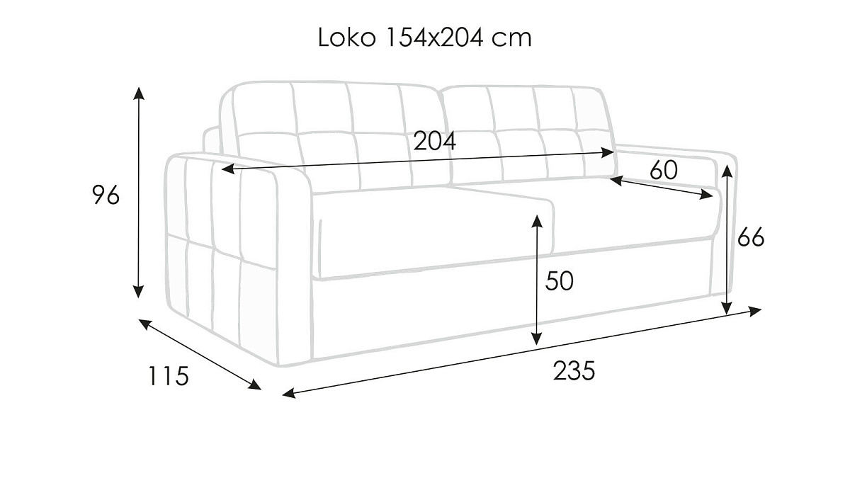 Диван-кровать Loko с широкими подлокотниками
