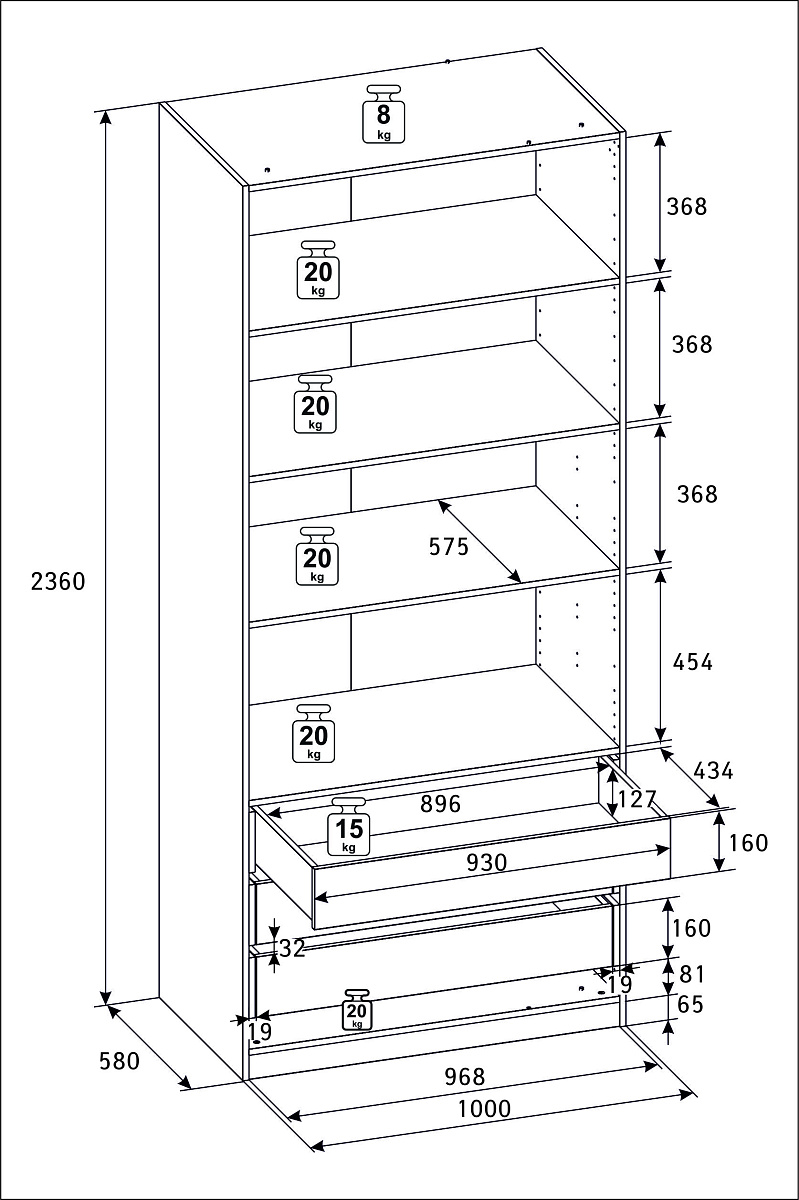 РУМ Корпус шкафа 100см