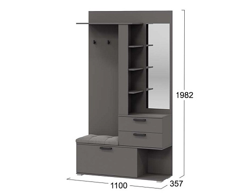 Эрика Набор мебели для прихожей Секция комбинированная с крючками и зеркалом Тип 2