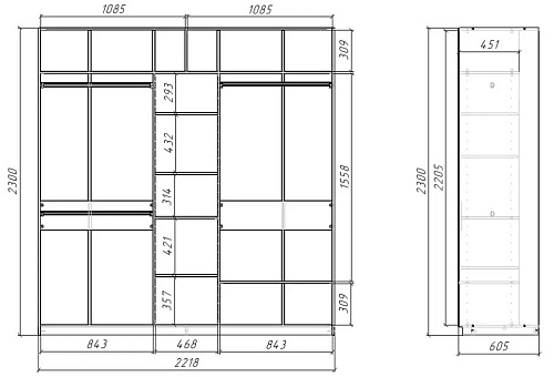 Шкаф-купе SLIM (СЛИМ) 221х60х230 DZD