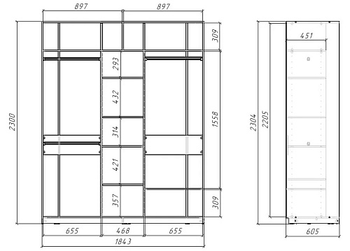 Шкаф-купе SLIM (СЛИМ) 184х60х230 DZD
