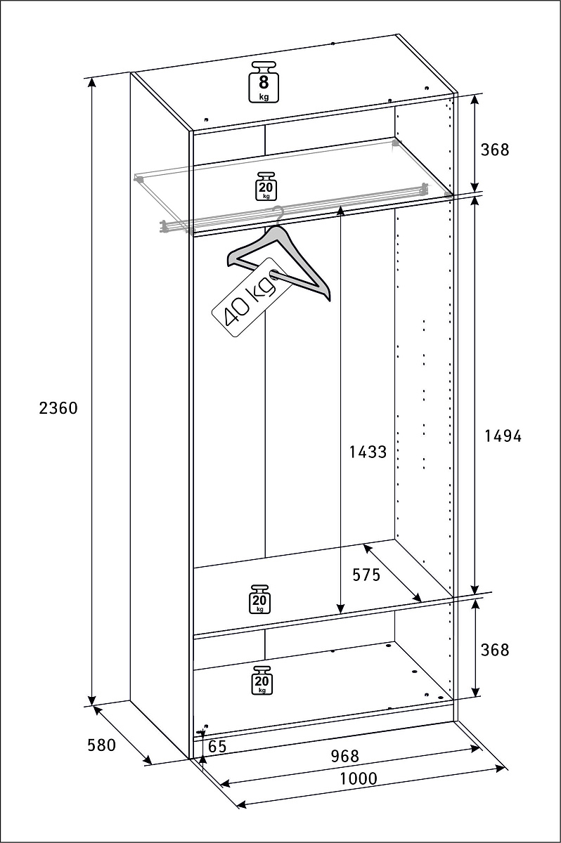 РУМ Корпус шкафа 100см