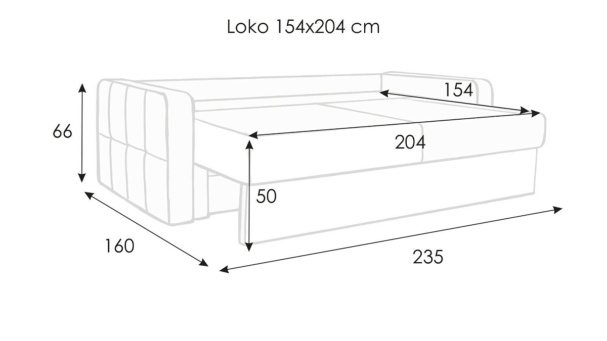 Диван-кровать Loko с широкими подлокотниками
