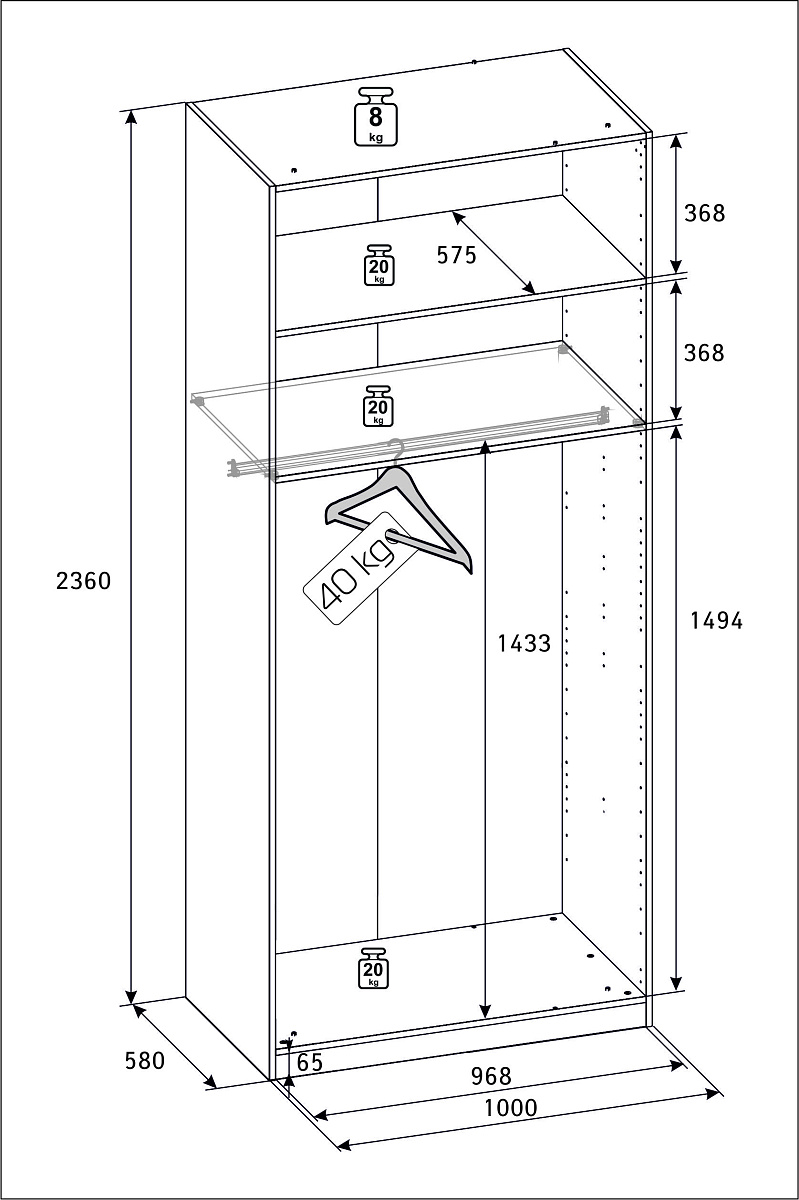 РУМ Корпус шкафа 100см